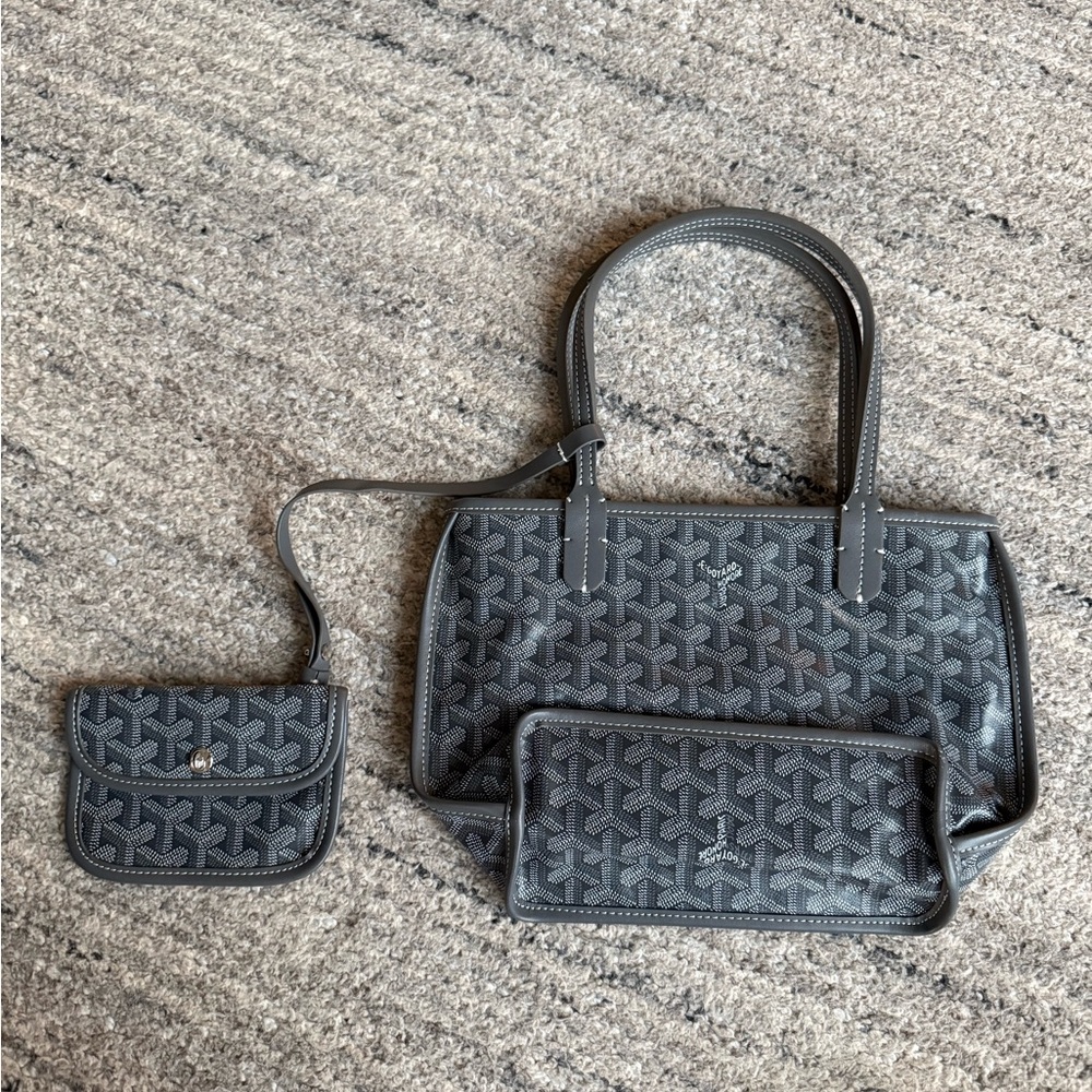 Goyard Anjou mini gray tote pristine!